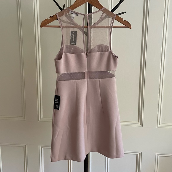 NWT Express Petite Dotted Lace Sleeveless Mini Cocktail Dress. Mauve. Size 0. - Picture 2 of 7